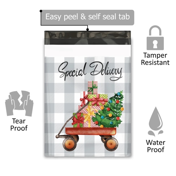 3 SETS LEFT🌲20 Special Delivery Christmas Wagon poly Mailers- 10 x 13 inch - Picture 5 of 5